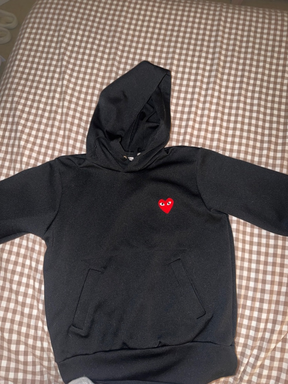 Comme des Garçons PLAY Black Hoodie with White Label